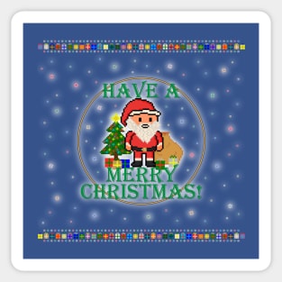 Have A Merry Christmas Santa! (Green Letters on Blue) Sticker